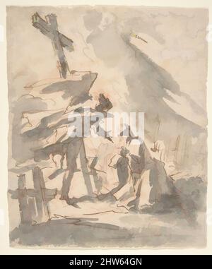 Von Christus inspirierte Kunst im Garten Gethsemane., 18.. Jahrhundert, Stift und braune Tinte, Pinsel und Grauwäsche, über roter Kreide, Blatt: 7 13/16 x 6 9/16 cm (19,8 x 16,6 cm) maximal; unregelmäßige Ränder, Zeichnungen, Gaspare Diziani (italienisch, Belluno 1689–1767 Venedig, Klassische Werke, die von Artotop mit einem Hauch von Moderne modernisiert wurden. Formen, Farbe und Wert, auffällige visuelle Wirkung auf Kunst. Emotionen durch Freiheit von Kunstwerken auf zeitgemäße Weise. Eine zeitlose Botschaft, die eine wild kreative neue Richtung verfolgt. Künstler, die sich dem digitalen Medium zuwenden und die Artotop NFT erschaffen Stockfoto