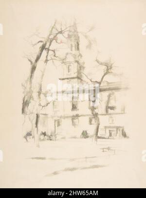 Art inspired by St. Giles-in-the-Fields, 1896, Transferlithographie mit Stumpfen, gezeichnet auf weißem Transferpapier mit gemaserter Steinstruktur; only State (Chicago) wahrscheinlich posthum von Goulding gedruckt; gedruckt in schwarzer Tinte auf fein verlegtem Japan Mince, Bild: 8 9/16 × 5 9/16 in. (21,7, Classic Works modernisiert von Artotop mit einem Schuss Moderne. Formen, Farbe und Wert, auffällige visuelle Wirkung auf Kunst. Emotionen durch Freiheit von Kunstwerken auf zeitgemäße Weise. Eine zeitlose Botschaft, die eine wild kreative neue Richtung verfolgt. Künstler, die sich dem digitalen Medium zuwenden und die Artotop NFT erschaffen Stockfoto