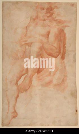 Art Inspired by Study for the Figure of Aeolus, 1549–51, Rote Kreide, Blatt: 11 9/16 x 7 3/16 Zoll (29,4 x 18,2 cm), Zeichnungen, Pellegrino Tibaldi (italienisch, Puria di Valsolda 1527–1596 Mailand), Dies ist eine Studie für die Figur des Aeolus, Herrscher der Winde, der den antiken griechischen Helden unterstützte, Klassische Werke, die von Artotop mit einem Schuss Moderne modernisiert wurden. Formen, Farbe und Wert, auffällige visuelle Wirkung auf Kunst. Emotionen durch Freiheit von Kunstwerken auf zeitgemäße Weise. Eine zeitlose Botschaft, die eine wild kreative neue Richtung verfolgt. Künstler, die sich dem digitalen Medium zuwenden und die Artotop NFT erschaffen Stockfoto