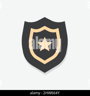 Police Sheriff Abzeichen Flache Vektor-Symbol Stock Vektor