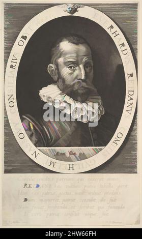 Kunst inspiriert von Portrait of Everhard van Reyd, Councillor of William, Prince of Orange, 1602, Gravur; Dritter Zustand von vier, 8 7/8 × 5 1/2 Zoll (22,5 × 14 cm), Drucke, Jan Muller (Niederlandisch, Amsterdam 1571–1628 Amsterdam, Klassische Werke, die von Artotop mit einem Schuss Moderne modernisiert wurden. Formen, Farbe und Wert, auffällige visuelle Wirkung auf Kunst. Emotionen durch Freiheit von Kunstwerken auf zeitgemäße Weise. Eine zeitlose Botschaft, die eine wild kreative neue Richtung verfolgt. Künstler, die sich dem digitalen Medium zuwenden und die Artotop NFT erschaffen Stockfoto