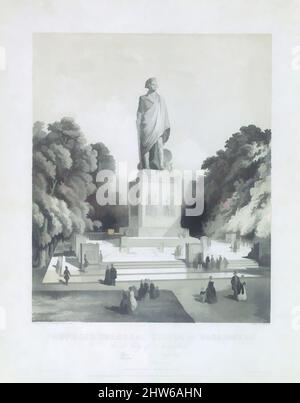 Kunst inspiriert von der vorgeschlagenen kolossalen Statue von George Washington für die City of New York, 1845, Lithograph mit getönten Steinen, Bild: 16 1/4 x 13 3/8 Zoll (41,3 x 34 cm), Drucke, G. Thomas (amerikanisch, 19. Jahrhundert), After Thomas Crawford (amerikanisch, New York 1813?–1857 London), After Frederick, Klassisches Werk, das von Artotop mit einem Schuss Moderne modernisiert wurde. Formen, Farbe und Wert, auffällige visuelle Wirkung auf Kunst. Emotionen durch Freiheit von Kunstwerken auf zeitgemäße Weise. Eine zeitlose Botschaft, die eine wild kreative neue Richtung verfolgt. Künstler, die sich dem digitalen Medium zuwenden und die Artotop NFT erschaffen Stockfoto