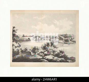 Art Inspired by View in Central Park with Balcony Bridge and Oak Bridge (Valentine's Manual), 1861, Lithograph mit getönten Steinen, Platte: 6 x 7 11/16 Zoll (15,2 x 19,6 cm), Druckgrafiken, George Hayward (Amerikaner (geboren in England), ca. 1800–ca. 1872), Ein Blick auf New Yorks Central Park veröffentlicht in ', Classic Works modernisiert von Artotop mit einem Spritzer der Modernität. Formen, Farbe und Wert, auffällige visuelle Wirkung auf Kunst. Emotionen durch Freiheit von Kunstwerken auf zeitgemäße Weise. Eine zeitlose Botschaft, die eine wild kreative neue Richtung verfolgt. Künstler, die sich dem digitalen Medium zuwenden und die Artotop NFT erschaffen Stockfoto