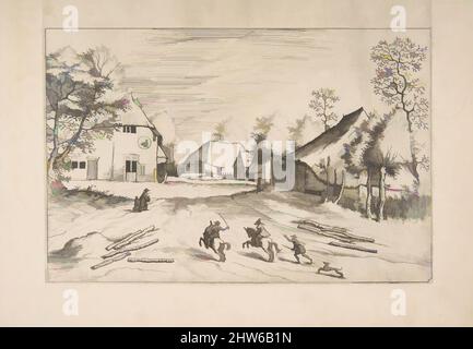 Kunst inspiriert vom Swan's Inn mit Bauernhöfen aus der Serie The Small Landscapes, 1559–61, Radierung; erster Zustand von drei, Platte: 5 7/8 x 8 3/4 Zoll (15 x 22,2 cm), Drucke, nach dem Meister der kleinen Landschaften (Niederlandisch, 16. Jahrhundert), Johannes van Doetecum der Ältere (, Klassische Werke, die von Artotop mit einem Schuss Moderne modernisiert wurden. Formen, Farbe und Wert, auffällige visuelle Wirkung auf Kunst. Emotionen durch Freiheit von Kunstwerken auf zeitgemäße Weise. Eine zeitlose Botschaft, die eine wild kreative neue Richtung verfolgt. Künstler, die sich dem digitalen Medium zuwenden und die Artotop NFT erschaffen Stockfoto