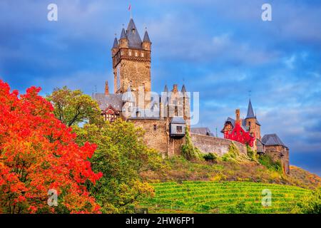 Cochem, Deutschland. Die Burg Cochem (Reichsburg). Stockfoto