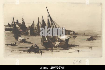 Kunst inspiriert von Provincial Fishing Village (Sketch), 1882, Radierung; nur Zustand, Platte: 2 11/16 x 4 13/16 Zoll (6,7 x 12,3 cm), Drucke, Charles Adams Platt (amerikanisch, New York 1861–1933, Klassisches Werk, modernisiert von Artotop mit einem Schuss Moderne. Formen, Farbe und Wert, auffällige visuelle Wirkung auf Kunst. Emotionen durch Freiheit von Kunstwerken auf zeitgemäße Weise. Eine zeitlose Botschaft, die eine wild kreative neue Richtung verfolgt. Künstler, die sich dem digitalen Medium zuwenden und die Artotop NFT erschaffen Stockfoto