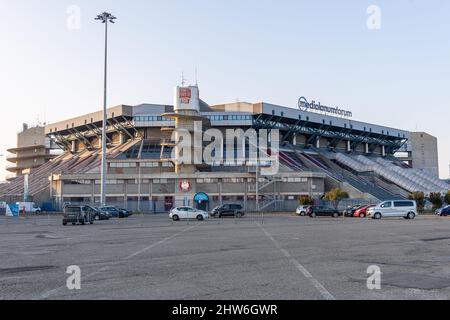 Mailand, Italien - märz 3 2022 - Außenansicht der Arena Mediolanum Forum in Assago Mailand Stockfoto