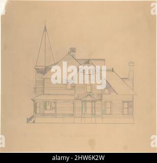 Kunst inspiriert von Design for a House, North Elevation, ca. 1883, Graphite, W. Strong (British, 19. Century, Classic Works modernisiert von Artotop mit einem Schuss Moderne. Formen, Farbe und Wert, auffällige visuelle Wirkung auf Kunst. Emotionen durch Freiheit von Kunstwerken auf zeitgemäße Weise. Eine zeitlose Botschaft, die eine wild kreative neue Richtung verfolgt. Künstler, die sich dem digitalen Medium zuwenden und die Artotop NFT erschaffen Stockfoto