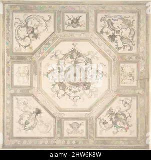 Kunst inspiriert von Palladian Ceiling Design, ca. 1750, Stift und Tinte, Anonym, britisch, 18. Jahrhundert, Klassische Werke, die von Artotop mit einem Hauch von Moderne modernisiert wurden. Formen, Farbe und Wert, auffällige visuelle Wirkung auf Kunst. Emotionen durch Freiheit von Kunstwerken auf zeitgemäße Weise. Eine zeitlose Botschaft, die eine wild kreative neue Richtung verfolgt. Künstler, die sich dem digitalen Medium zuwenden und die Artotop NFT erschaffen Stockfoto