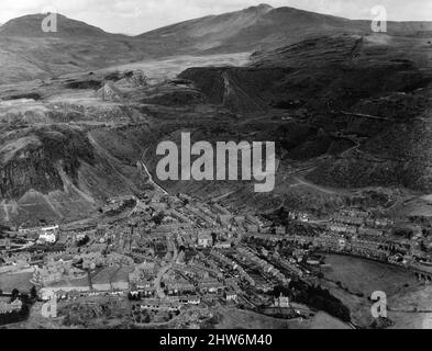 Blaenau Ffestiniog ist eine historische Bergbaustadt in der historischen Grafschaft Merionethshire, Wales, 13.. Mai 1968. Stockfoto