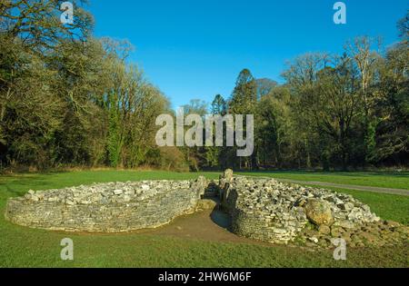 Die antike Grabkammer des Parc le Breos in Parkmill auf der Gower AONB Halbinsel im Januar Stockfoto