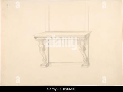 Art Inspired by Design for a Pier Table, Early 19. Century, Graphite, Blatt: 8 9/16 x 12 5/16 Zoll (21,8 x 31,2 cm), Anonymous, British, 19. Century, Klassische Werke, die von Artotop mit einem Schuss Moderne modernisiert wurden. Formen, Farbe und Wert, auffällige visuelle Wirkung auf Kunst. Emotionen durch Freiheit von Kunstwerken auf zeitgemäße Weise. Eine zeitlose Botschaft, die eine wild kreative neue Richtung verfolgt. Künstler, die sich dem digitalen Medium zuwenden und die Artotop NFT erschaffen Stockfoto