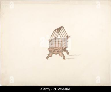 Kunst inspiriert von Design für einen zweiseitigen Bücherständer mit Regalen (Verso: Skizze), Anfang 19.. Jahrhundert, Tinte und Aquarell und Waschmittel, Blatt: 9 5/16 x 11 13/16 Zoll (23,7 x 30 cm), Anonymous, British, 19. Century, Klassische Werke, die von Artotop mit einem Schuss Moderne modernisiert wurden. Formen, Farbe und Wert, auffällige visuelle Wirkung auf Kunst. Emotionen durch Freiheit von Kunstwerken auf zeitgemäße Weise. Eine zeitlose Botschaft, die eine wild kreative neue Richtung verfolgt. Künstler, die sich dem digitalen Medium zuwenden und die Artotop NFT erschaffen Stockfoto