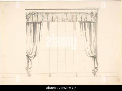 Art Inspired by Design for Franged Curtains, Early 19. Century, Ink and Wash, Blatt: 8 5/8 x 12 3/16 Zoll (21,9 x 31 cm), Anonymous, British, 19. Century, Klassische Werke, die von Artotop mit einem Schuss Moderne modernisiert wurden. Formen, Farbe und Wert, auffällige visuelle Wirkung auf Kunst. Emotionen durch Freiheit von Kunstwerken auf zeitgemäße Weise. Eine zeitlose Botschaft, die eine wild kreative neue Richtung verfolgt. Künstler, die sich dem digitalen Medium zuwenden und die Artotop NFT erschaffen Stockfoto