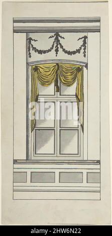 Art Inspired by Design for a Window with Yellow Drapery, 18. Century, Ink and Wash and Watercolor, Blatt: 8 5/16 x 4 1/8 Zoll (21,1 x 10,4 cm), Zeichnungen, Anonymus zugeschrieben, deutsch, 18. Jahrhundert, Klassische Werke, die von Artotop mit einem Hauch von Moderne modernisiert wurden. Formen, Farbe und Wert, auffällige visuelle Wirkung auf Kunst. Emotionen durch Freiheit von Kunstwerken auf zeitgemäße Weise. Eine zeitlose Botschaft, die eine wild kreative neue Richtung verfolgt. Künstler, die sich dem digitalen Medium zuwenden und die Artotop NFT erschaffen Stockfoto