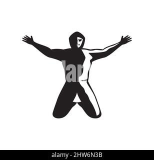 Yatta ein Mann Arme gestreckt Logo Design Illustration Vektor eps-Format , geeignet für Ihre Design-Bedürfnisse, Logo, Illustration, Animation, etc. Stock Vektor