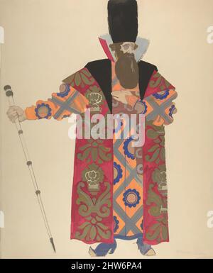 Kunst inspiriert von der Kostümstudie für Robed, Bearded Boyar mit Stab; rückseitig: Skizze für die gleiche Figur, 1929, Aquarell, Gouache, Goldfarbe, Über Graphit; rückseitig: Graphit., Blatt: 15 11/16 x 12 15/16 Zoll (39,9 x 32,9 cm), Zeichnungen, Pavel Petrovic Froman (Russisch, Moskau 1894–1940, Klassische Werke, die von Artotop mit einem Schuss Moderne modernisiert wurden. Formen, Farbe und Wert, auffällige visuelle Wirkung auf Kunst. Emotionen durch Freiheit von Kunstwerken auf zeitgemäße Weise. Eine zeitlose Botschaft, die eine wild kreative neue Richtung verfolgt. Künstler, die sich dem digitalen Medium zuwenden und die Artotop NFT erschaffen Stockfoto