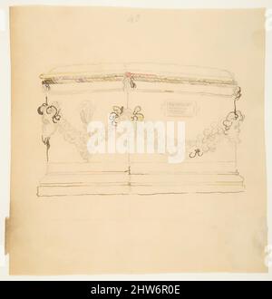 Art Inspired by Design for a Funerary Monument, 18. Century, Stift und braune Tinte über Graphit auf gegelegtem Papier, Blatt: 5 5/8 x 5 3/8 Zoll (14,3 x 13,7 cm), Zeichnungen, Anonymus zugeschrieben, Französisch, 18. Jahrhundert, Klassische Werke, die von Artotop mit einem Hauch von Moderne modernisiert wurden. Formen, Farbe und Wert, auffällige visuelle Wirkung auf Kunst. Emotionen durch Freiheit von Kunstwerken auf zeitgemäße Weise. Eine zeitlose Botschaft, die eine wild kreative neue Richtung verfolgt. Künstler, die sich dem digitalen Medium zuwenden und die Artotop NFT erschaffen Stockfoto