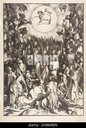 Kunst inspiriert von der Anbetung des Lammes, aus der Apokalypse, n.d., Holzschnitt, Blatt: 17 3/8 x 12 Zoll (44,1 x 30,5 cm), Drucke, Albrecht Dürer (deutsch, Nürnberg 1471–1528 Nürnberg, Klassische Werke, die von Artotop mit einem Schuss Moderne modernisiert wurden. Formen, Farbe und Wert, auffällige visuelle Wirkung auf Kunst. Emotionen durch Freiheit von Kunstwerken auf zeitgemäße Weise. Eine zeitlose Botschaft, die eine wild kreative neue Richtung verfolgt. Künstler, die sich dem digitalen Medium zuwenden und die Artotop NFT erschaffen Stockfoto