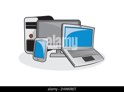 Computer und Telefon Design Illustration Vektor eps Format , geeignet für Ihre Design-Bedürfnisse, Logo, Illustration, Animation, etc. Stock Vektor