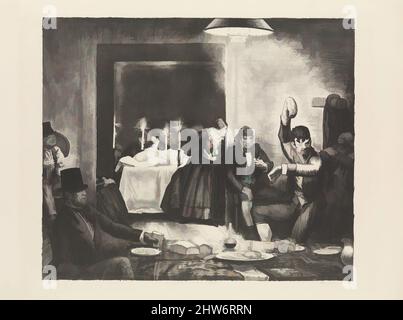 Kunst inspiriert von Punchinello im Haus des Todes, 1923, Lithograph, Bild: 16 1/4 x 19 1/4 Zoll (41,3 x 48,9 cm), Drucke, George Bellows (Amerikaner, Columbus, Ohio 1882–1925 New York, Klassisches Werk, modernisiert von Artotop mit einem Schuss Moderne. Formen, Farbe und Wert, auffällige visuelle Wirkung auf Kunst. Emotionen durch Freiheit von Kunstwerken auf zeitgemäße Weise. Eine zeitlose Botschaft, die eine wild kreative neue Richtung verfolgt. Künstler, die sich dem digitalen Medium zuwenden und die Artotop NFT erschaffen Stockfoto
