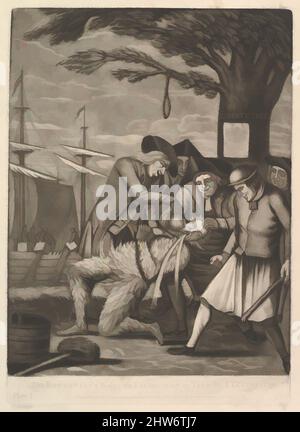 Kunst inspiriert von den Bostonians Paying the Excise-man, oder Tarring & Federing, 31. Oktober 1774, Mezzotint und Radierung, Blatt: 14 x 10 1/8 Zoll (35,6 x 25,7 cm), Drucke, zugeschrieben Philip Dawe (Brite, 1745?–?1809, Klassische Werke, modernisiert von Artotop mit einem Schuss Moderne. Formen, Farbe und Wert, auffällige visuelle Wirkung auf Kunst. Emotionen durch Freiheit von Kunstwerken auf zeitgemäße Weise. Eine zeitlose Botschaft, die eine wild kreative neue Richtung verfolgt. Künstler, die sich dem digitalen Medium zuwenden und die Artotop NFT erschaffen Stockfoto