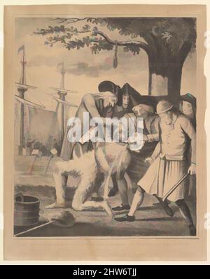 Kunst, inspiriert von den Bostonians Paying the Excise-man, oder Tarring & Feathering, 1830, Lithograph, Bild: 12 1/16 x 10 1/8 Zoll (30,6 x 25,7 cm), Drucke, David Claypoole Johnston (Amerikaner, Philadelphia, Pennsylvania 1799–1865 Dorchester, Massachusetts, Klassische Werke, die von Artotop mit einem Schuss Moderne modernisiert wurden. Formen, Farbe und Wert, auffällige visuelle Wirkung auf Kunst. Emotionen durch Freiheit von Kunstwerken auf zeitgemäße Weise. Eine zeitlose Botschaft, die eine wild kreative neue Richtung verfolgt. Künstler, die sich dem digitalen Medium zuwenden und die Artotop NFT erschaffen Stockfoto