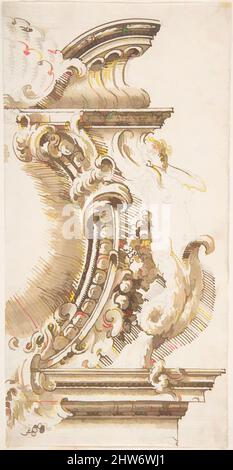 Kunst inspiriert von Architectural Design mit einer Kartusche flankiert von einer Sirene, 18. Century, Pen und Brown Wash, 6-5/8 x 3-5/16 Zoll (16,9 x 8,4 cm), Anonymous, Italienisch, 18. Century, Klassische Werke, die von Artotop mit einem Schuss Moderne modernisiert wurden. Formen, Farbe und Wert, auffällige visuelle Wirkung auf Kunst. Emotionen durch Freiheit von Kunstwerken auf zeitgemäße Weise. Eine zeitlose Botschaft, die eine wild kreative neue Richtung verfolgt. Künstler, die sich dem digitalen Medium zuwenden und die Artotop NFT erschaffen Stockfoto