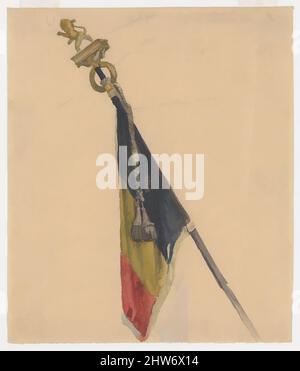 Kunst inspiriert von der belgischen Flagge, ca. 1917, Aquarell und schwarze Kreide auf dünnem beigefarbenem Papier, 8 1/4 x 7 1/16 Zoll (21 x 17,9 cm), Zeichnungen, Auguste-François-Marie Gorguet (französisch, 1862–1927, Klassische Werke, die von Artotop mit einem Schuss Moderne modernisiert wurden. Formen, Farbe und Wert, auffällige visuelle Wirkung auf Kunst. Emotionen durch Freiheit von Kunstwerken auf zeitgemäße Weise. Eine zeitlose Botschaft, die eine wild kreative neue Richtung verfolgt. Künstler, die sich dem digitalen Medium zuwenden und die Artotop NFT erschaffen Stockfoto