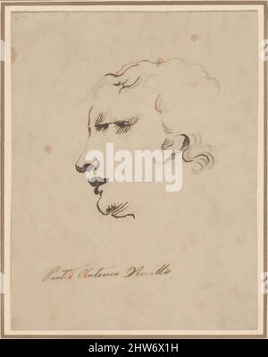 Kunst inspiriert von Head of a man, AD, Stift und schwarzer Tinte, 5 11/16 x 4 3/8 Zoll (14,4 x 11,1 cm), Zeichnungen, nach Pietro Antonio Novelli (Italienisch, Venedig 1729–1804 Venedig, Klassische Werke, die von Artotop mit einem Schuss Moderne modernisiert wurden. Formen, Farbe und Wert, auffällige visuelle Wirkung auf Kunst. Emotionen durch Freiheit von Kunstwerken auf zeitgemäße Weise. Eine zeitlose Botschaft, die eine wild kreative neue Richtung verfolgt. Künstler, die sich dem digitalen Medium zuwenden und die Artotop NFT erschaffen Stockfoto