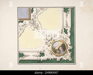 Art Inspired by Design for Ceiling Decoration, 1850–70, Aquarell, 6-1/8 x 6-1/8 in, Zeichnungen, Anonym, Italienisch, 19. Jahrhundert, Klassische Werke, die von Artotop mit einem Hauch von Moderne modernisiert wurden. Formen, Farbe und Wert, auffällige visuelle Wirkung auf Kunst. Emotionen durch Freiheit von Kunstwerken auf zeitgemäße Weise. Eine zeitlose Botschaft, die eine wild kreative neue Richtung verfolgt. Künstler, die sich dem digitalen Medium zuwenden und die Artotop NFT erschaffen Stockfoto