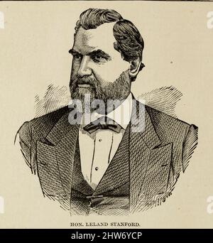 Amasa Leland Stanford (9. März 1824 – 21. Juni 1893) war ein amerikanischer Industrialist und Politiker. Als Mitglied der Republikanischen Partei diente er von 1862 bis 1863 als Gouverneur von Kalifornien 8. und vertrat Kalifornien von 1885 bis zu seinem Tod im Jahr 1893 im Senat der Vereinigten Staaten. Er und seine Frau Jane waren auch die Gründer der Stanford University, die sie nach ihrem verstorbenen Sohn benannten. Vor seiner politischen Karriere war Stanford ein erfolgreicher Kaufmann und Großhändler, der sein Geschäftsreich nach der Migration nach Kalifornien während des Goldrausches errichtete. Als Präsident der Central Pacific Railroad Stockfoto