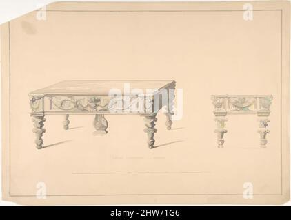 Kunst inspiriert von Design für Square Pianoforte, Grecian Style, 1835–1900, Tinte, Graphit, Watercolor, Robert William Hume (British, London 1816–1904 Long Island City, Klassische Werke, die von Artotop mit einem Schuss Moderne modernisiert wurden. Formen, Farbe und Wert, auffällige visuelle Wirkung auf Kunst. Emotionen durch Freiheit von Kunstwerken auf zeitgemäße Weise. Eine zeitlose Botschaft, die eine wild kreative neue Richtung verfolgt. Künstler, die sich dem digitalen Medium zuwenden und die Artotop NFT erschaffen Stockfoto