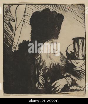 Kunst inspiriert von Philosoph mit Sanduhr, 1620–74, Radierung, Druckgraphik, Jan Lievens (Niederländisch, Leiden 1607–1674 Amsterdam, Klassisches Werk, modernisiert von Artotop mit einem Schuss Moderne. Formen, Farbe und Wert, auffällige visuelle Wirkung auf Kunst. Emotionen durch Freiheit von Kunstwerken auf zeitgemäße Weise. Eine zeitlose Botschaft, die eine wild kreative neue Richtung verfolgt. Künstler, die sich dem digitalen Medium zuwenden und die Artotop NFT erschaffen Stockfoto