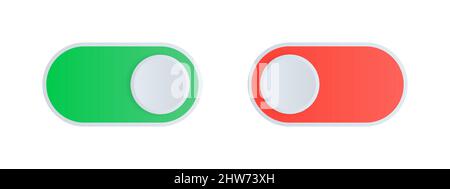 Tastenschalter, Schieberegler. Ein- und Ausschalten. Für mobile Anwendung oder Website festgelegt. Gradient ein- und aus-Tasten. Vektorgrafik. Stock Vektor