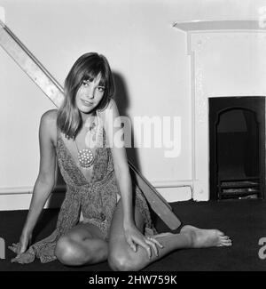 Jane Birkin, 20 Jahre alt, die den Star-Part im Film „Wonderwall“ landete. 24.. September 1967. Stockfoto