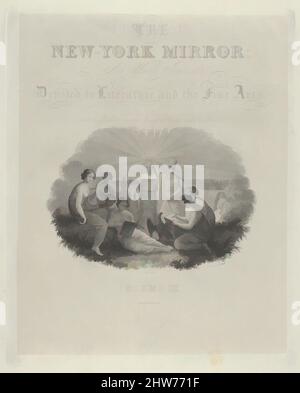 Art Inspired by Title Page: The New York Mirror, A Weekly Journal, Devoted to Literature and the Fine Arts. Embellished with Engravings and Music, Volume IX, 1831, Engraving on Chine collé, teller: 10 3/8 x 8 7/16 in. (26,3 x 21,4 cm), Drucke, Asher Brown Durand (Amerikaner, Jefferson, Classic Works modernisiert von Artotop mit einem Schuss Moderne. Formen, Farbe und Wert, auffällige visuelle Wirkung auf Kunst. Emotionen durch Freiheit von Kunstwerken auf zeitgemäße Weise. Eine zeitlose Botschaft, die eine wild kreative neue Richtung verfolgt. Künstler, die sich dem digitalen Medium zuwenden und die Artotop NFT erschaffen Stockfoto