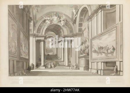 Kunst inspiriert vom Blick auf die Scala Reggia, bestellt von Alesandro VII (Vedute della Scala Reggia ordinata da Alesandro VII), n.d., Radierung, Platte: 19 7/16 x 28 3/16 Zoll (49,4 x 71,6 cm), Drucke, Giovanni Ottaviani (italienisch, Rom 1735–ca. 1808), nach Francesco Panini (Italienisch, Rom 1745–, Klassische Werke, die von Artotop mit einem Schuss Moderne modernisiert wurden. Formen, Farbe und Wert, auffällige visuelle Wirkung auf Kunst. Emotionen durch Freiheit von Kunstwerken auf zeitgemäße Weise. Eine zeitlose Botschaft, die eine wild kreative neue Richtung verfolgt. Künstler, die sich dem digitalen Medium zuwenden und die Artotop NFT erschaffen Stockfoto