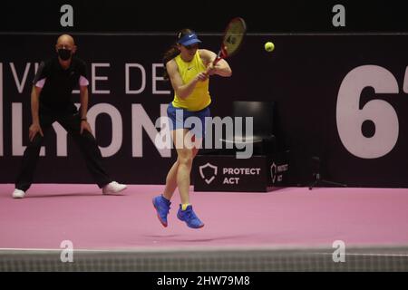 Tamara KORPATSCH (GER) während der Open 6eme Sens, Metropole de Lyon 2022, WTA 250 Tennisturnier am 3. März 2022 im Palais des Sports de Gerland in Lyon, Frankreich - Foto: Romain Biard/DPPI/LiveMedia Stockfoto