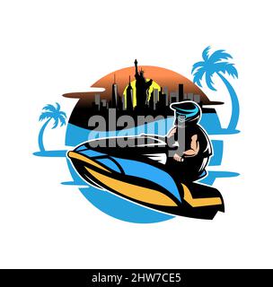 Jetski Rider Design Illustration Vektor eps Format , geeignet für Ihre Design-Bedürfnisse, Logo, Illustration, Animation, etc. Stock Vektor