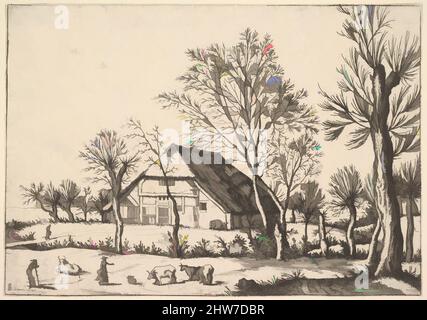 Von der Farm inspirierte Kunst, aus den kleinen Landschaften, 1559–61, Radierung, Blatt: 5 1/4 x 7 5/8 Zoll (13,4 x 19,3 cm), Drucke, Johannes van Doetecum der Ältere (Niederländisch, aktiv 1554–ca. 1600, gestorben 1605), Lucas van Doetecum (Niederlandisch, aktiv 1554–72, gestorben vor 1589), nach dem Meister, Klassische Werke von Artotop mit einem Schuss Moderne modernisiert. Formen, Farbe und Wert, auffällige visuelle Wirkung auf Kunst. Emotionen durch Freiheit von Kunstwerken auf zeitgemäße Weise. Eine zeitlose Botschaft, die eine wild kreative neue Richtung verfolgt. Künstler, die sich dem digitalen Medium zuwenden und die Artotop NFT erschaffen Stockfoto