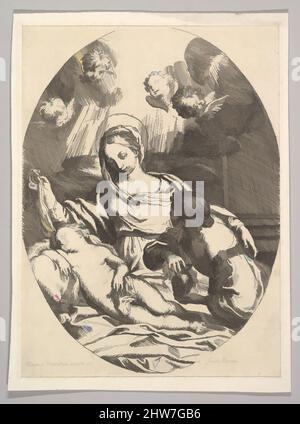 Kunst inspiriert von Jungfrau und Kind mit Maria Magdalena, Radierung; zweiter Zustand von vier (Bartsch), Blatt: 7 3/8 x 5 1/2 Zoll (18,7 x 14 cm), Drucke, Carlo Maratti (Italienisch, Camerano 1625–1713 Rom, Klassische Werke, die von Artotop mit einem Schuss Moderne modernisiert wurden. Formen, Farbe und Wert, auffällige visuelle Wirkung auf Kunst. Emotionen durch Freiheit von Kunstwerken auf zeitgemäße Weise. Eine zeitlose Botschaft, die eine wild kreative neue Richtung verfolgt. Künstler, die sich dem digitalen Medium zuwenden und die Artotop NFT erschaffen Stockfoto