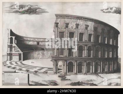 Kunst inspiriert von Speculum Romanae Magnificentiae: Amphiteathrum Castrense, 1560, Gravur, Blatt: 12 13/16 x 18 1/8 Zoll (32,6 x 46 cm), Drucke, Anonym, Klassisches Werk, das von Artotop mit einem Schuss Moderne modernisiert wurde. Formen, Farbe und Wert, auffällige visuelle Wirkung auf Kunst. Emotionen durch Freiheit von Kunstwerken auf zeitgemäße Weise. Eine zeitlose Botschaft, die eine wild kreative neue Richtung verfolgt. Künstler, die sich dem digitalen Medium zuwenden und die Artotop NFT erschaffen Stockfoto