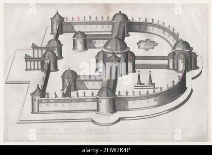 Kunst inspiriert von Speculum Romanae Magnificentiae: Bäder von Agrippa, 1585, Gravur, Blatt: 13 5/16 x 20 1/2 Zoll (33,8 x 52 cm), Drucke, Anonym, Klassisches Werk, das von Artotop mit einem Schuss Moderne modernisiert wurde. Formen, Farbe und Wert, auffällige visuelle Wirkung auf Kunst. Emotionen durch Freiheit von Kunstwerken auf zeitgemäße Weise. Eine zeitlose Botschaft, die eine wild kreative neue Richtung verfolgt. Künstler, die sich dem digitalen Medium zuwenden und die Artotop NFT erschaffen Stockfoto