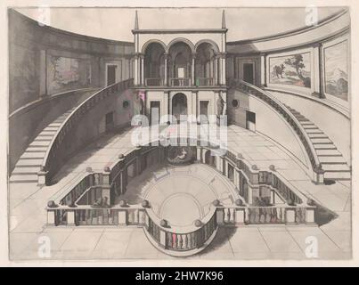 Kunst inspiriert von Speculum Romanae Magnificentiae: Der große Saal im Farnese-Palast, Ende 16.. Jahrhundert, Gravur und Radierung, Blatt: 14 x 17 15/16 Zoll (35,6 x 45,5 cm), Drucke, Anonym, Klassisches Werk, das von Artotop mit einem Schuss Moderne modernisiert wurde. Formen, Farbe und Wert, auffällige visuelle Wirkung auf Kunst. Emotionen durch Freiheit von Kunstwerken auf zeitgemäße Weise. Eine zeitlose Botschaft, die eine wild kreative neue Richtung verfolgt. Künstler, die sich dem digitalen Medium zuwenden und die Artotop NFT erschaffen Stockfoto