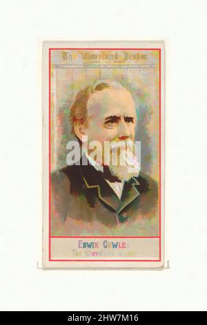 Kunst inspiriert von Edwin Cowles, The Cleveland Leader, aus der American Editors Series (N1) for Allen & Ginter Cigarettes Brands, 1887, kommerzielle Farblithographie, Blatt: 2 3/4 x 1 1/2 Zoll (7 x 3,8 cm), Visitenkarten aus der Serie 'American Editors' (N1), die 1887 in einer Reihe von klassischen Werken herausgegeben wurde, die von Artotop mit einem Schuss Moderne modernisiert wurden. Formen, Farbe und Wert, auffällige visuelle Wirkung auf Kunst. Emotionen durch Freiheit von Kunstwerken auf zeitgemäße Weise. Eine zeitlose Botschaft, die eine wild kreative neue Richtung verfolgt. Künstler, die sich dem digitalen Medium zuwenden und die Artotop NFT erschaffen Stockfoto