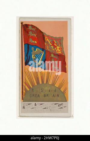 Art Inspired by Royal Standard, Großbritannien, from Flags of All Nations, Series 1 (N9) for Allen & Ginter Cigarettes Brands, 1887, kommerzielle Farblithographie, Blatt: 2 3/4 x 1 1/2 Zoll (7 x 3,8 cm), Trade Cards from the Set, 'Flags of All Nations', Serie 1 (N9), herausgegeben 1887 in einem von Artotop modernisierten, klassischen Werk mit einem Schuss Modernität. Formen, Farbe und Wert, auffällige visuelle Wirkung auf Kunst. Emotionen durch Freiheit von Kunstwerken auf zeitgemäße Weise. Eine zeitlose Botschaft, die eine wild kreative neue Richtung verfolgt. Künstler, die sich dem digitalen Medium zuwenden und die Artotop NFT erschaffen Stockfoto