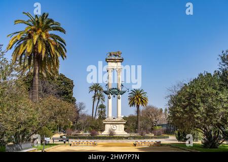 Kolumbus-Denkmal in den Murillo Gärten Jardines de murillo, Sevilla, Andalusien, Spanien | Christopher Columbus' Monument at Jardines de murillo, SE Stockfoto