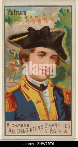 Kunst inspiriert von Israel Putnam, aus der Serie Great Generals (N15) für Allen & Ginter Cigarettes Brands, 1888, kommerzielle Farblithographie, Blatt: 2 3/4 x 1 1/2 Zoll (7 x 3,8 cm), Trade Cards aus der Serie 'Great Generals' (N15), die 1888 in einem Satz von 50 Karten zur Förderung von Allen herausgegeben wurde, Classic Works, modernisiert von Artotop mit einem Schuss Modernität. Formen, Farbe und Wert, auffällige visuelle Wirkung auf Kunst. Emotionen durch Freiheit von Kunstwerken auf zeitgemäße Weise. Eine zeitlose Botschaft, die eine wild kreative neue Richtung verfolgt. Künstler, die sich dem digitalen Medium zuwenden und die Artotop NFT erschaffen Stockfoto
