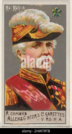 Von MacMahon inspirierte Kunst, aus der Serie Great Generals (N15) für Allen & Ginter Cigarettes Brands, 1888, kommerzielle Farblithographie, Blatt: 2 3/4 x 1 1/2 Zoll (7 x 3,8 cm), Trade Cards aus der Serie 'Great Generals' (N15), die 1888 in einem Satz von 50 Karten zur Förderung von Allen herausgegeben wurde, Classic Works, modernisiert von Artotop mit einem Schuss Modernität. Formen, Farbe und Wert, auffällige visuelle Wirkung auf Kunst. Emotionen durch Freiheit von Kunstwerken auf zeitgemäße Weise. Eine zeitlose Botschaft, die eine wild kreative neue Richtung verfolgt. Künstler, die sich dem digitalen Medium zuwenden und die Artotop NFT erschaffen Stockfoto